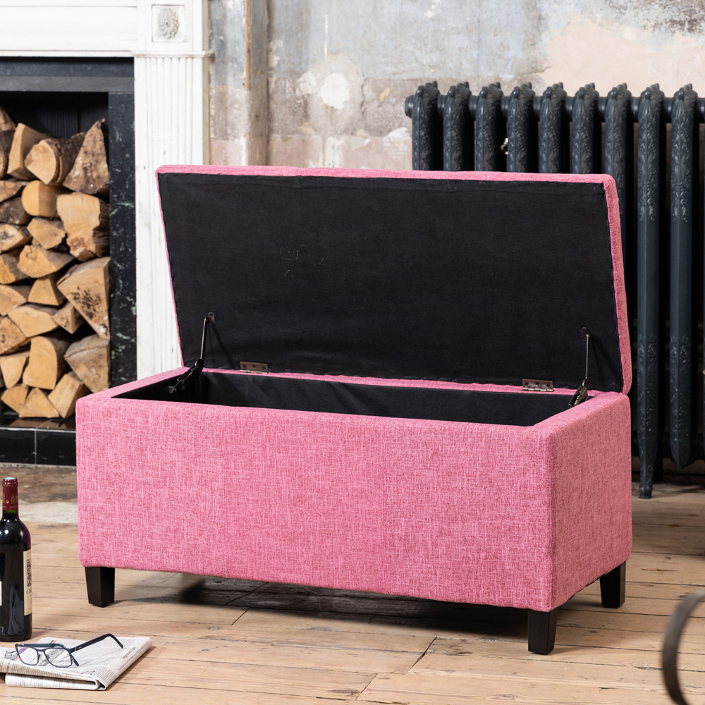 Artemis Home Henbury Pink Fabric Storage Ottoman Image 2