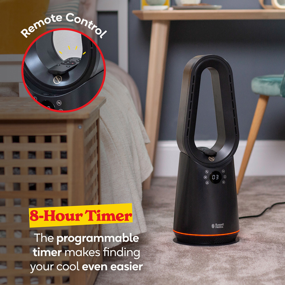 Russell Hobbs Black Oscillating Bladeless Heat and Cool Fan with Remote Image 6