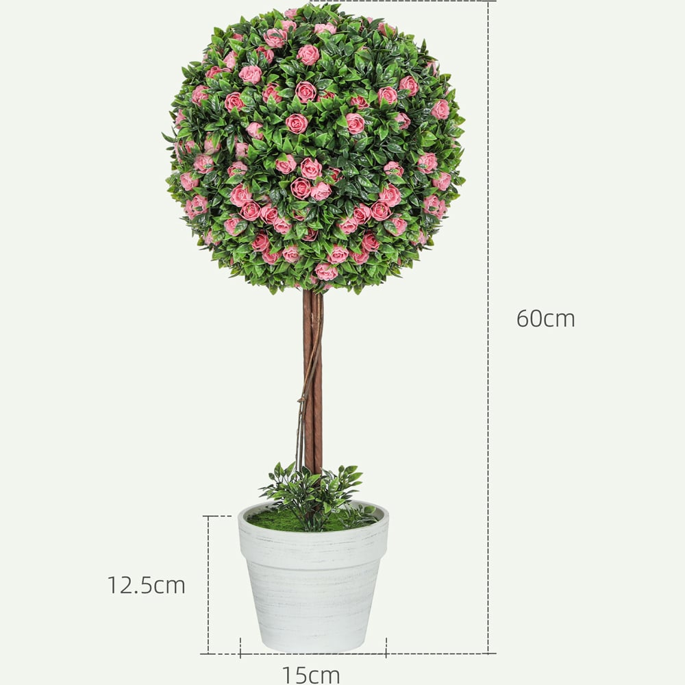 Portland Pink Rose Flower Artificial Plants in Pot 60cm 2 Pack Image 9