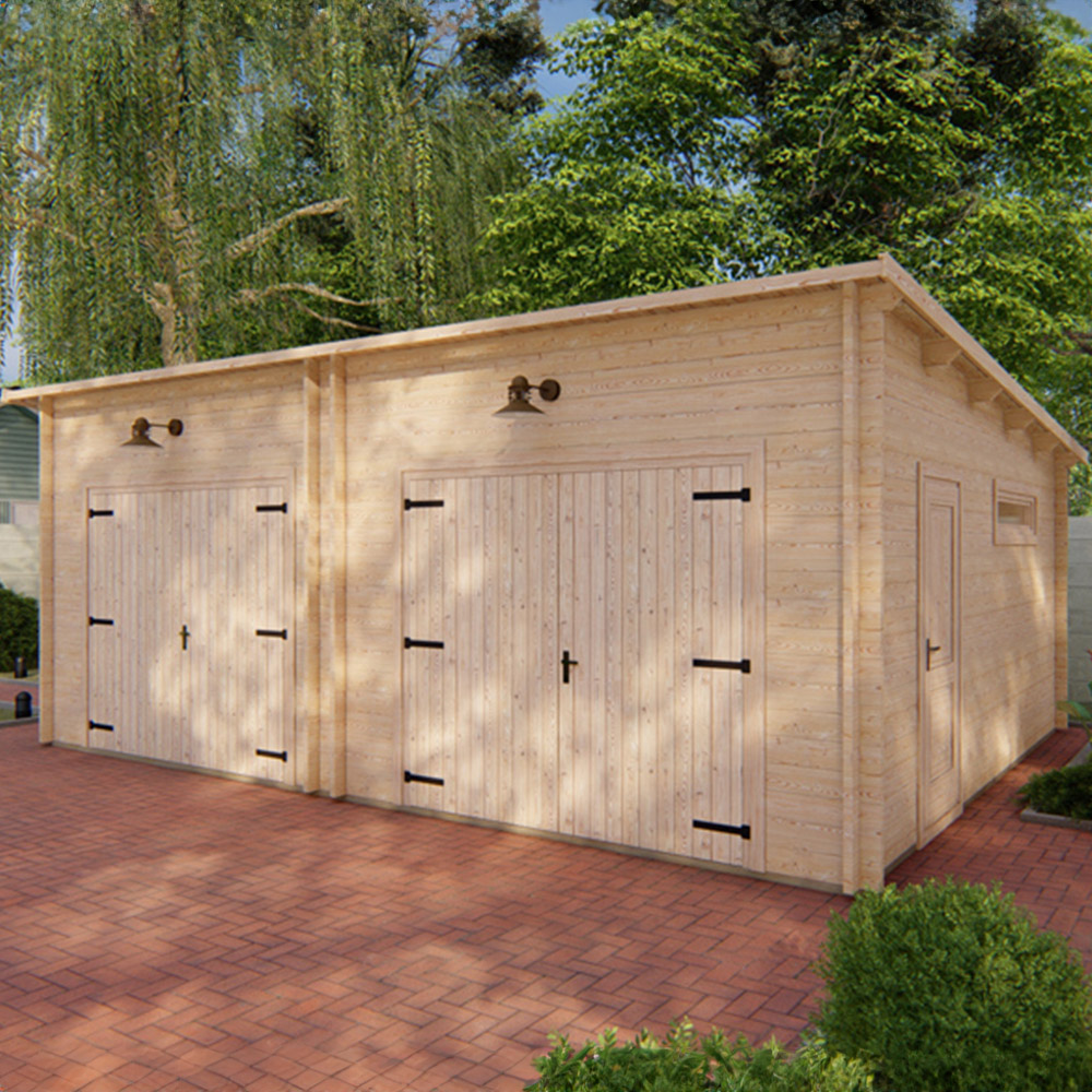 Shire Garage 22 x 18ft 2 Double Door Pent Log Cabin Image 2