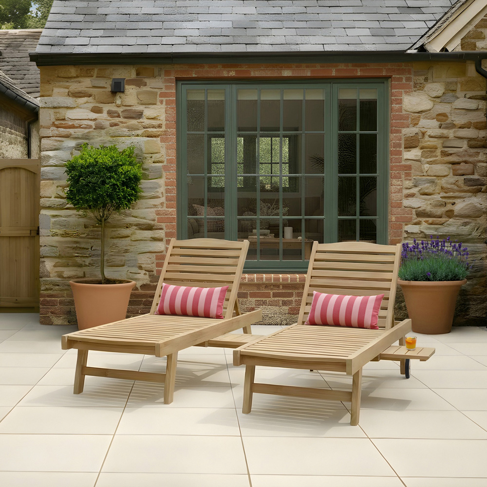 Charles Bentley Premium Teak Sun Lounger Image 7
