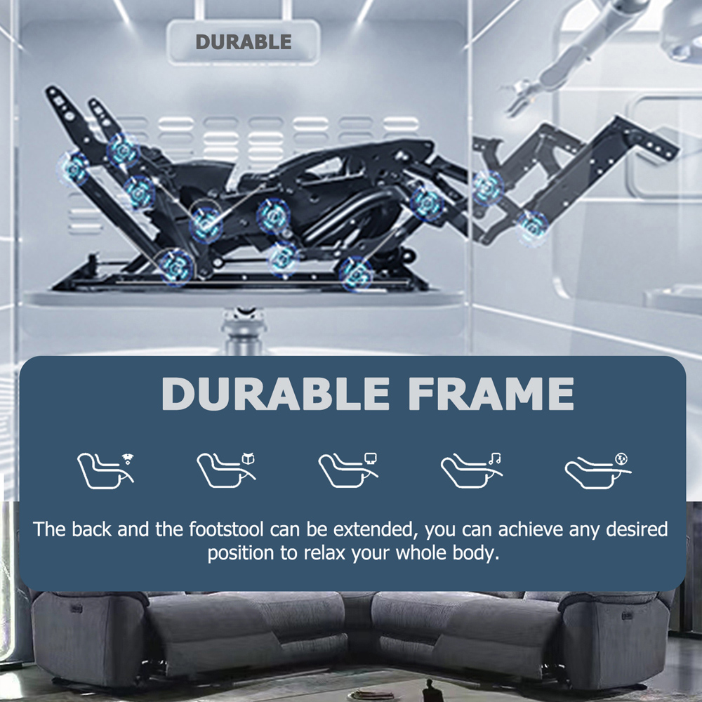 Furniture One 4 Seater Power Reclining Sectional Recliner Sofa Set Image 7