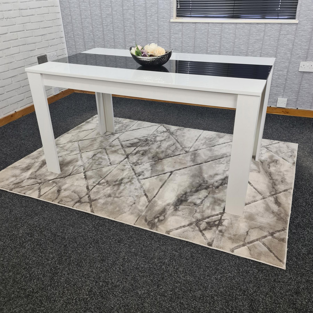 Portland 6 Seater Square Dining Table White and Black Image 4