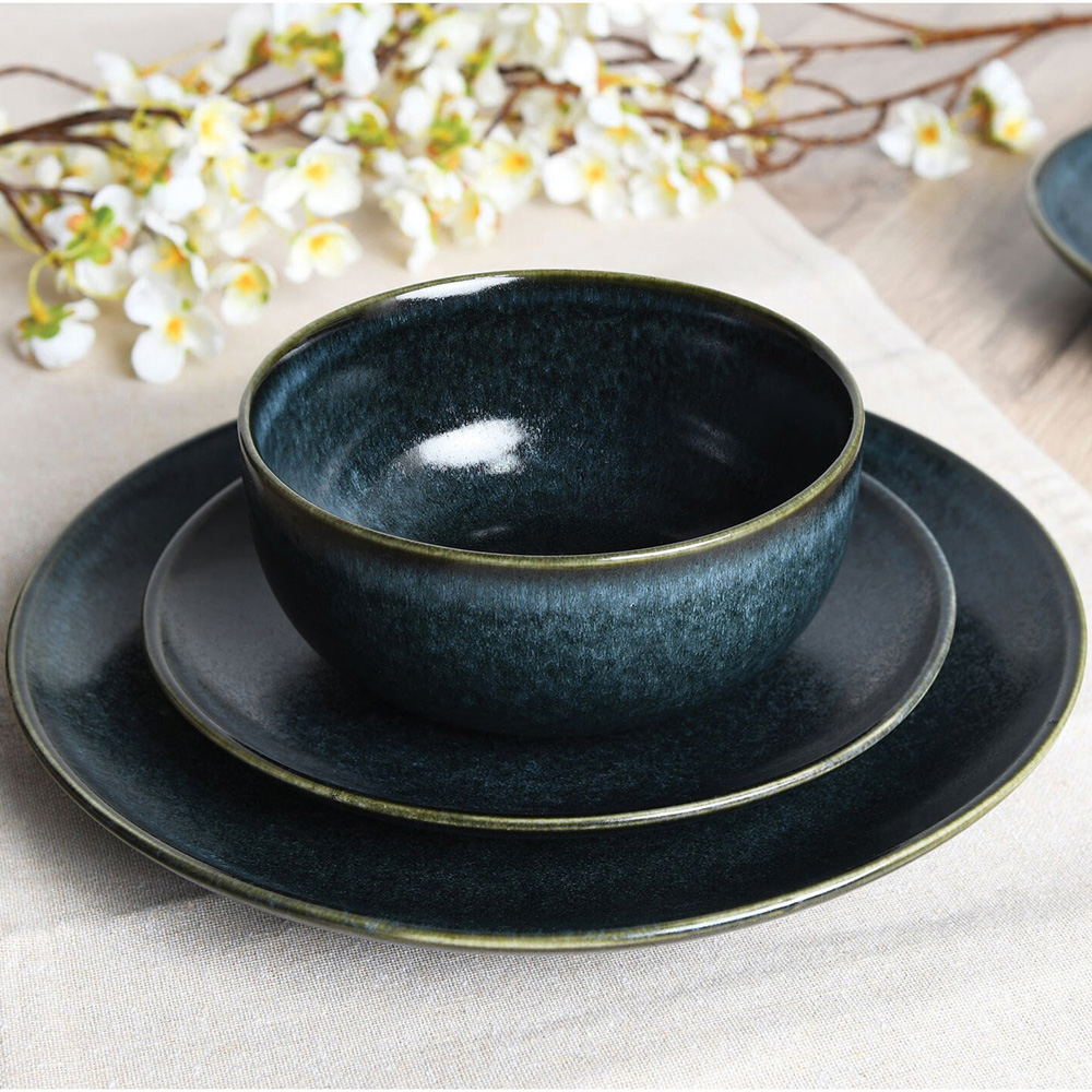 12 Piece Ayano Reactive Glaze Dinner Set - Black Image 2