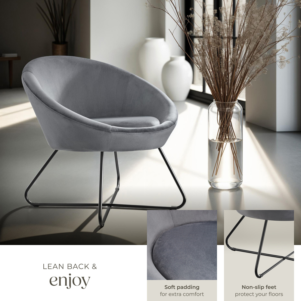 tectake Centera Anthracite Velvet Look Accent Chair Image 4