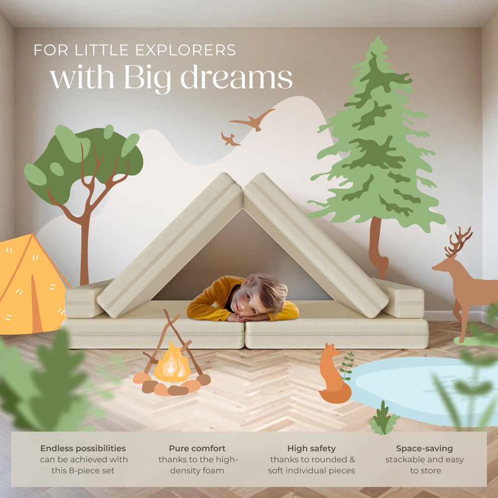 tectake Lilly Beige 8 Piece Thick Padding Kids Sofa Image 4