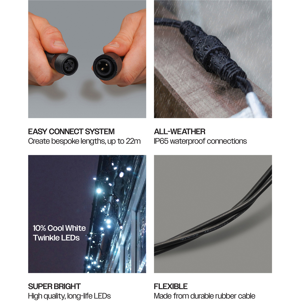Eagle Connect 480 Cool White LED Black Icicle Light 18m Image 4