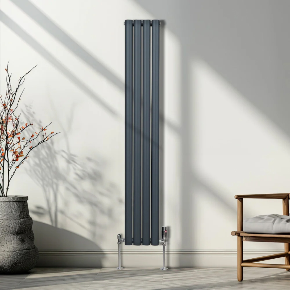 Monster Shop 2797BTU Anthracite Grey Oval Column Radiator 1600 x 240mm Image 2