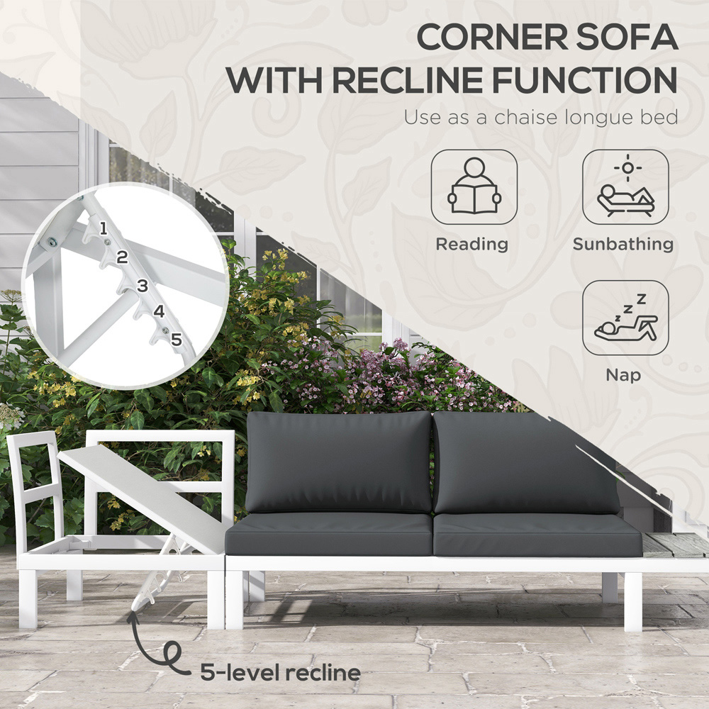 Outsunny 5 Seater White Recliner Corner Lounge Set Image 6