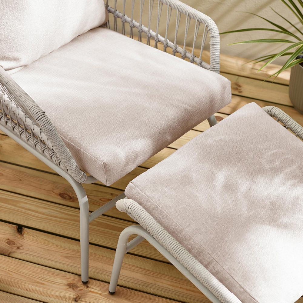 Furniturebox Agen Cream Metal Outdoor Chair with Footstool and Table Image 4