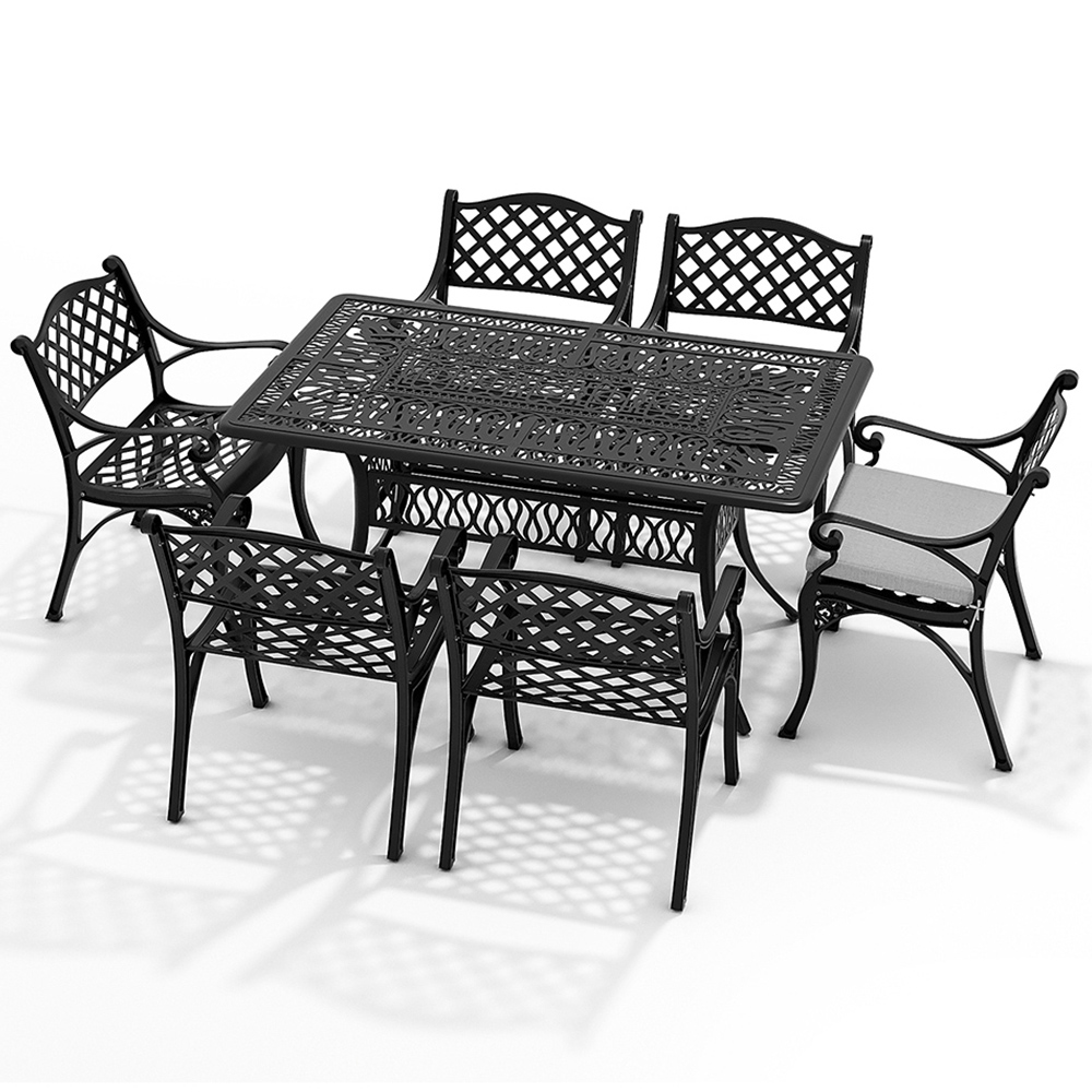 Living and Home 6 Seater Black Garden Bistro Set Image 3