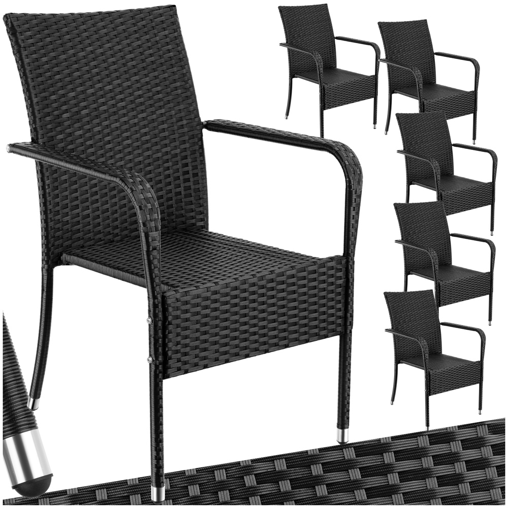 tectake Girona Set of 6 Garden Polyrattan Stackable Chair Image 2