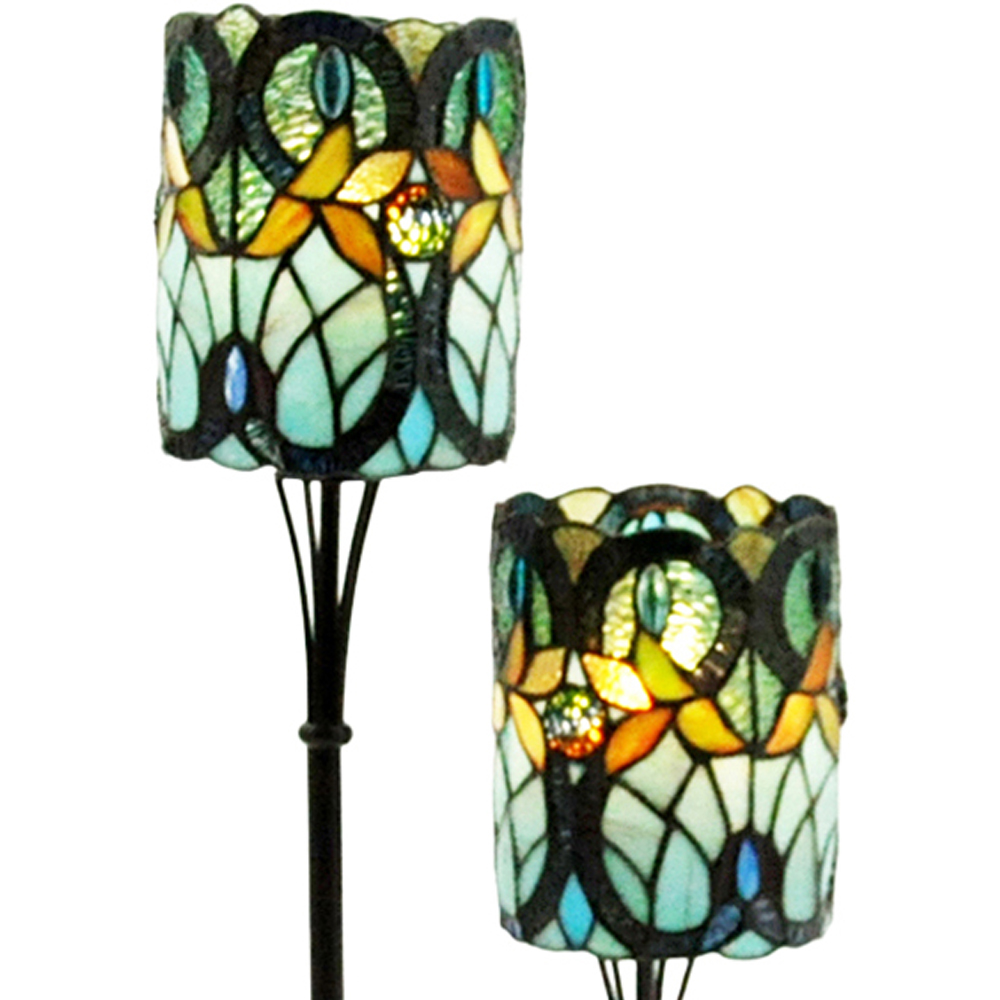 Acacia Home Tiffany Light Blue Twin Stem Table Lamp 15.2cm Image 2