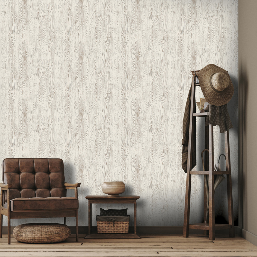 Arthouse Wood Grain White Wallpaper Image 3