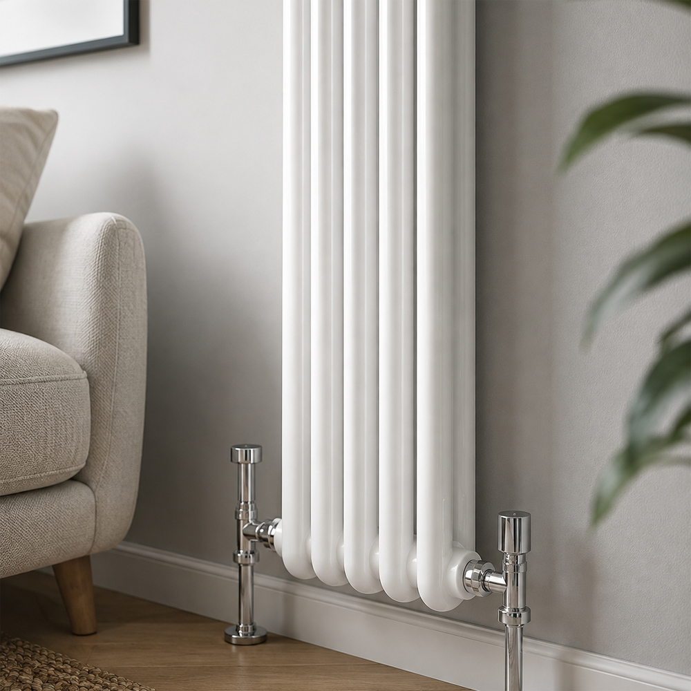Go Bathrooms Uxbridge White Vertical Traditional Colosseum Radiator 1800 x 200mm Image 3