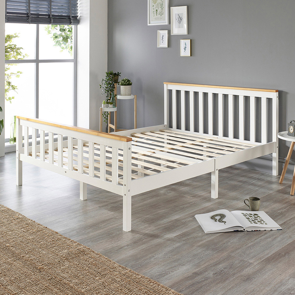 Aspire Atlantic King White with Natural Tops Bed Frame Image 2