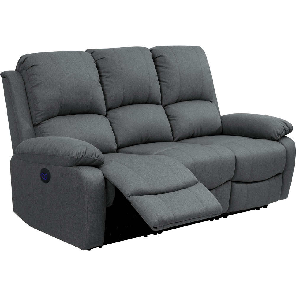 Comfy Living 3 Seater Dark Grey Linen Electric Recliner Sofa Image 3