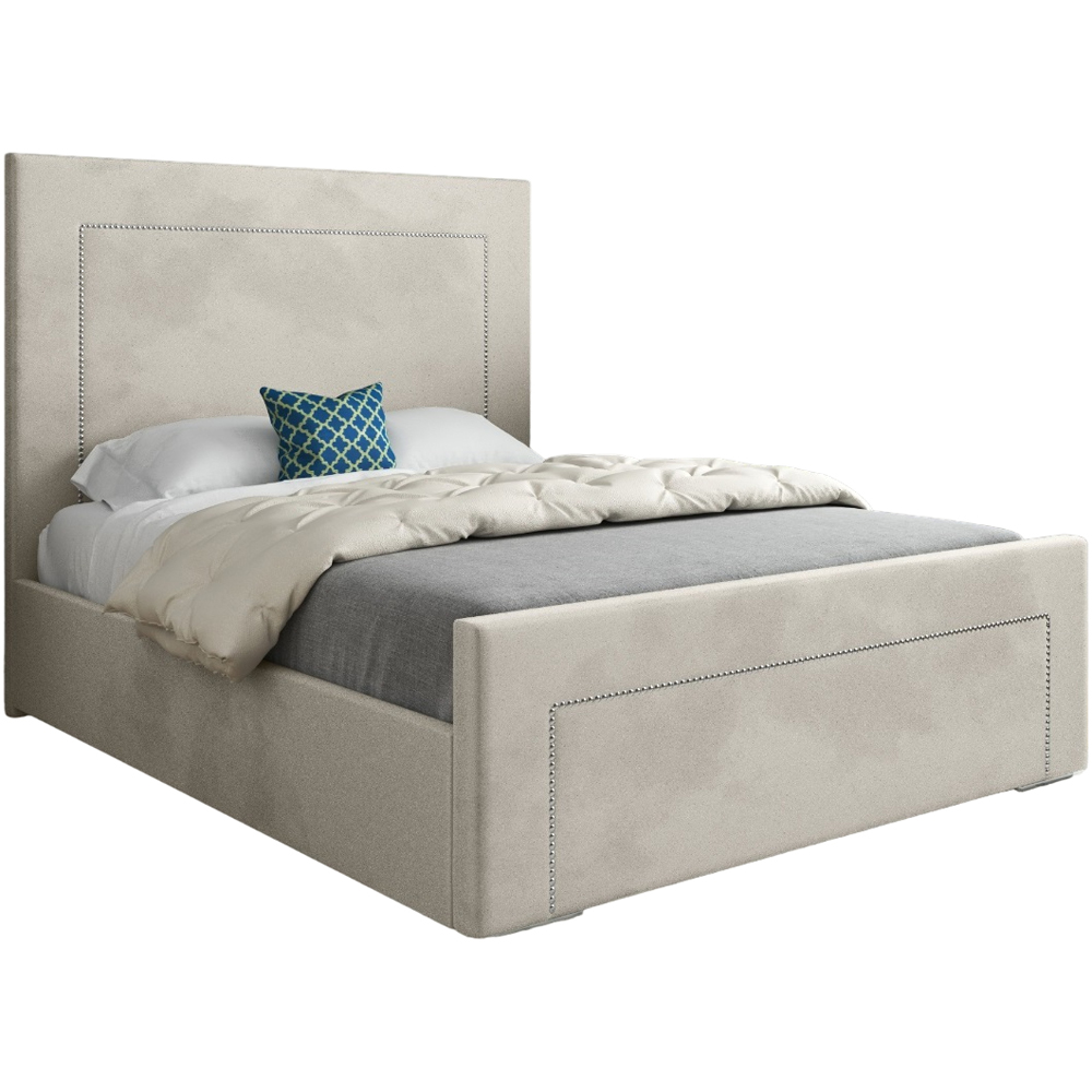 Lucca Silver King Size Velvet Upholstered Bed Frame with High Headboard Image 2