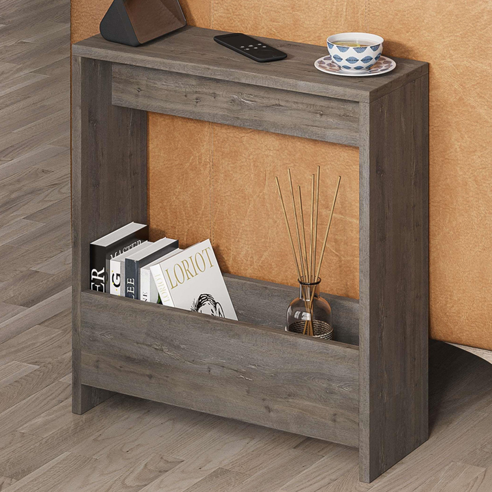 Decortie Simpi Single Shelf Dark Coffee Modern Side End Table Image 1