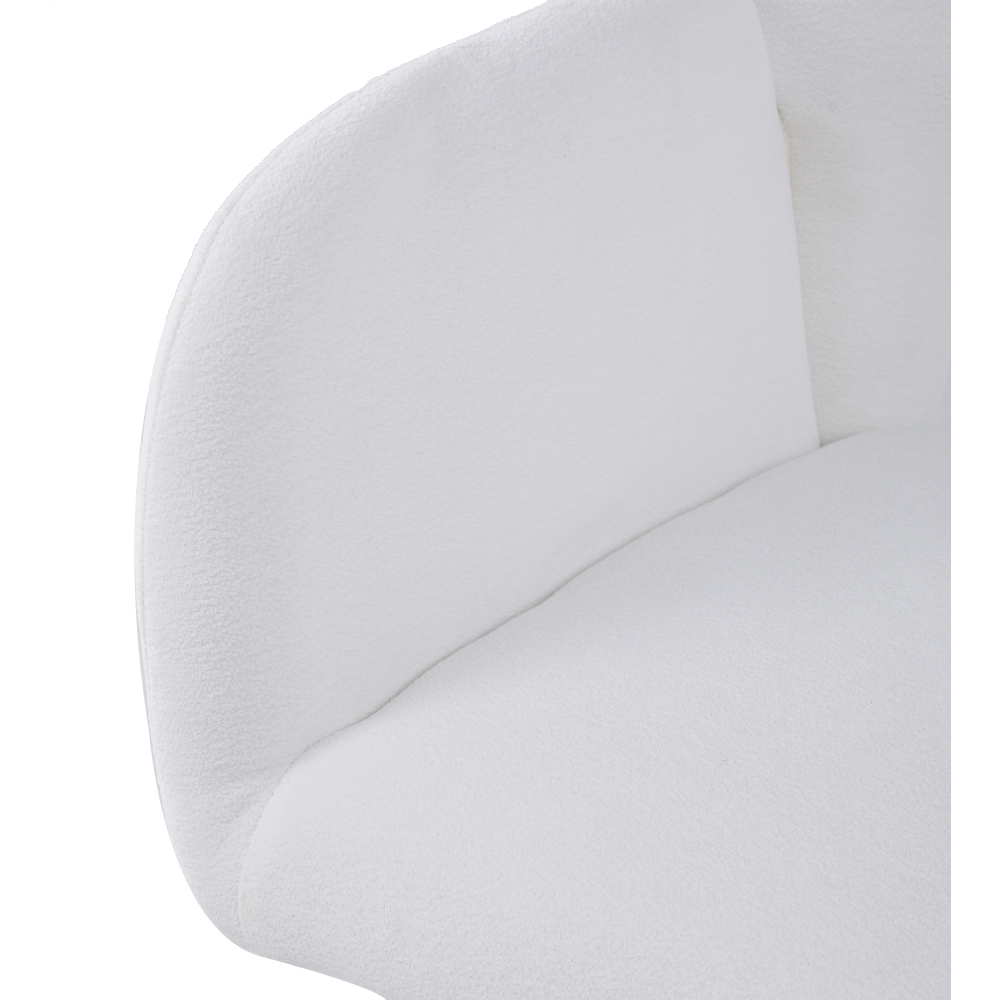 Living and Home White Teddy Fleece Upholstered Swivel Chair Image 5