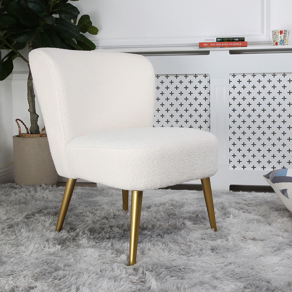 Shaun Cream Boucle Accent Chair with Golden Legs Image 8