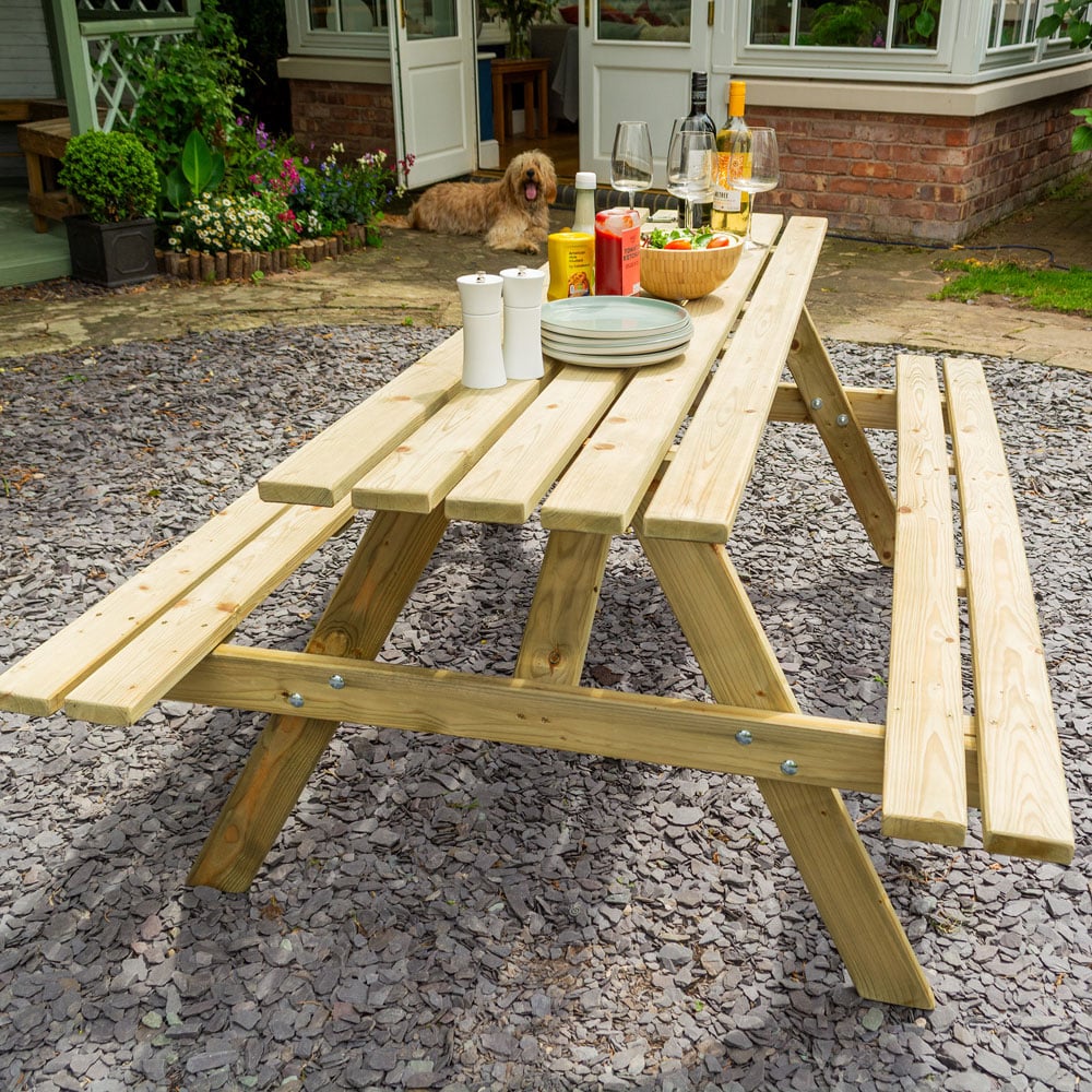 Rowlinson Traditional 8 Seater Picnic Table 1.8m Image 7