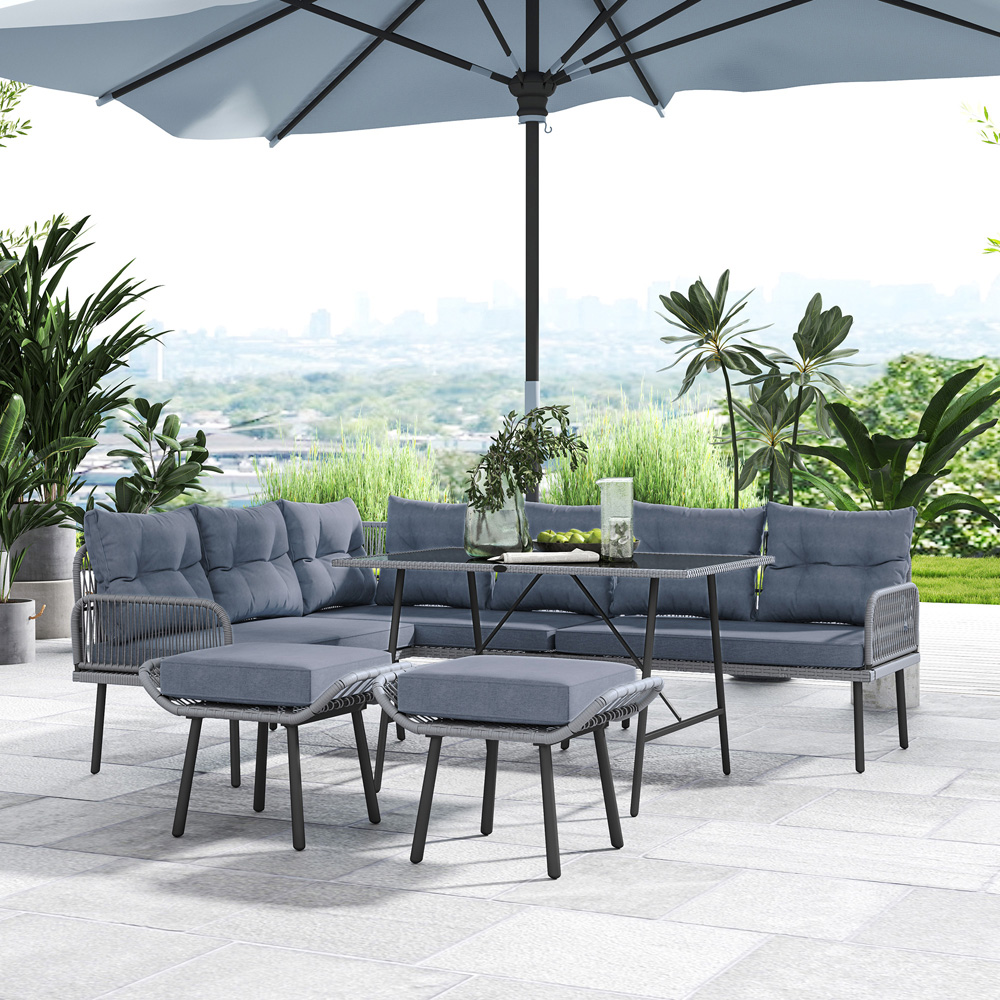 Outsunny 9 Seater Charcoal Grey Sectional Outdoor Furniture Set Image 4