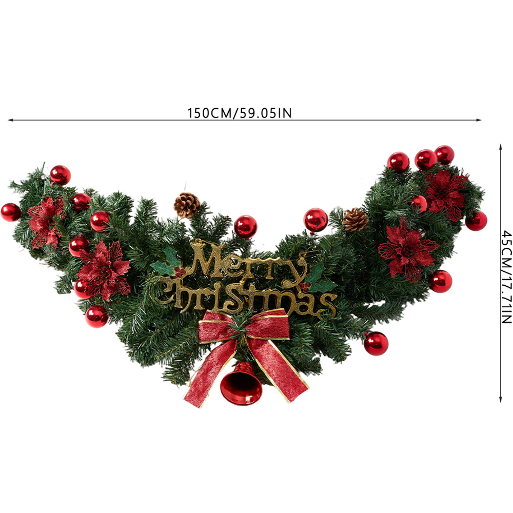 Living and Home Festive Christmas Wreath with Red Ornaments Flowers and Pinecone Image 8