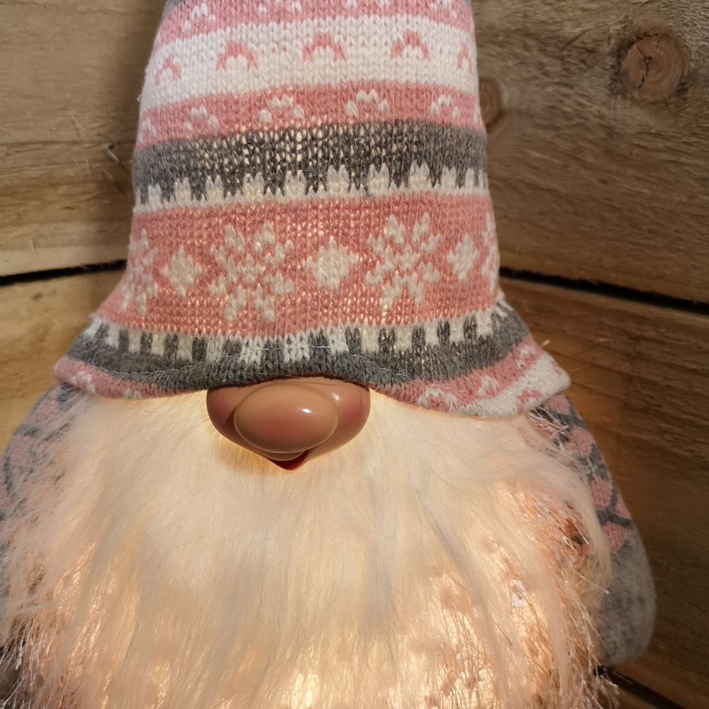 Samuel Alexander Grey and Pink LED Male Gonk Christmas Decoration with Striped Hat 30cm Image 4