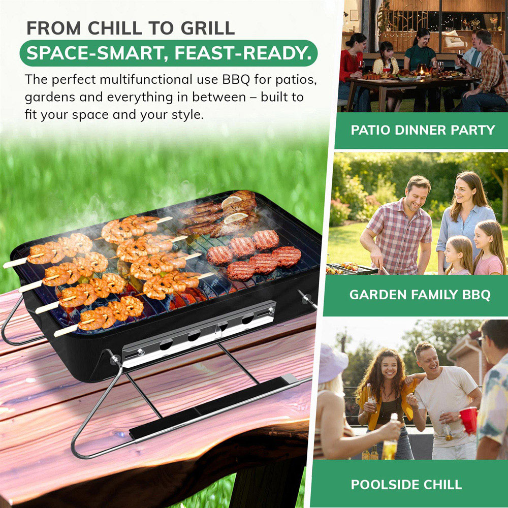 House of Home Black Portable Charcoal BBQ Grill Image 5