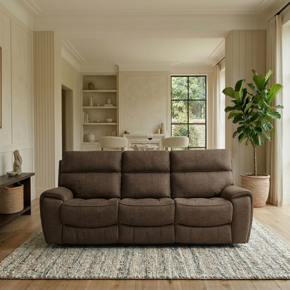 Cancun 3 Seater Brown Manual Recliner Sofa Image 4