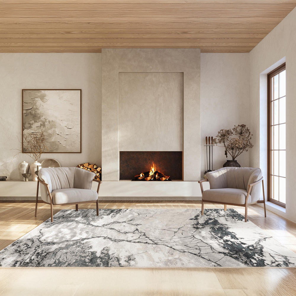 Desire Rugs Elysium Modern Abstract Metallic Sheen Huracan Grey Rug 60 x 220cm Image 5