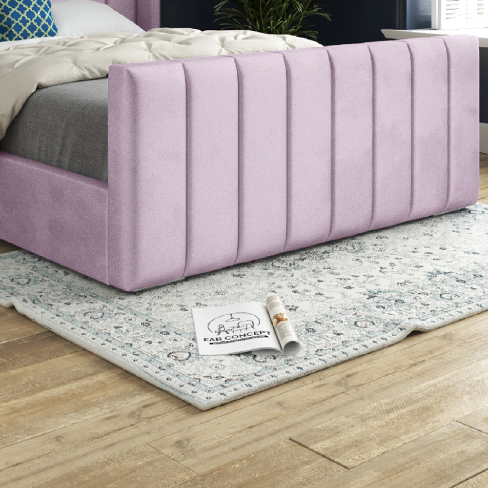 Romano King Size Pink Soft Velvet Upholstered Bed Frame with Straight Winged Headboard Image 4