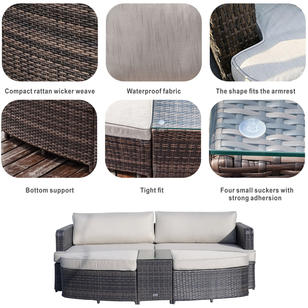 Direct Wicker Brown 2 Seater Rattan Garden Daybed with Coffee Table Image 8