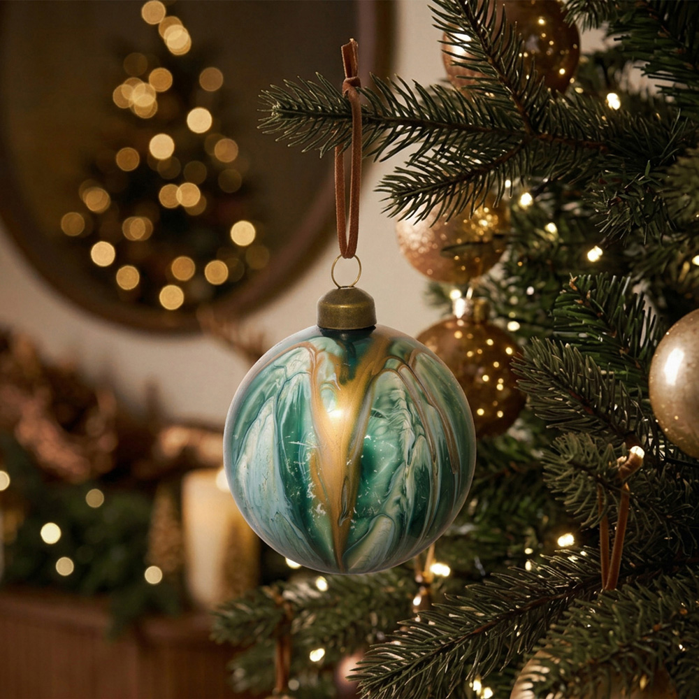 Emerald Petrol Effect Bauble - Green Image 5