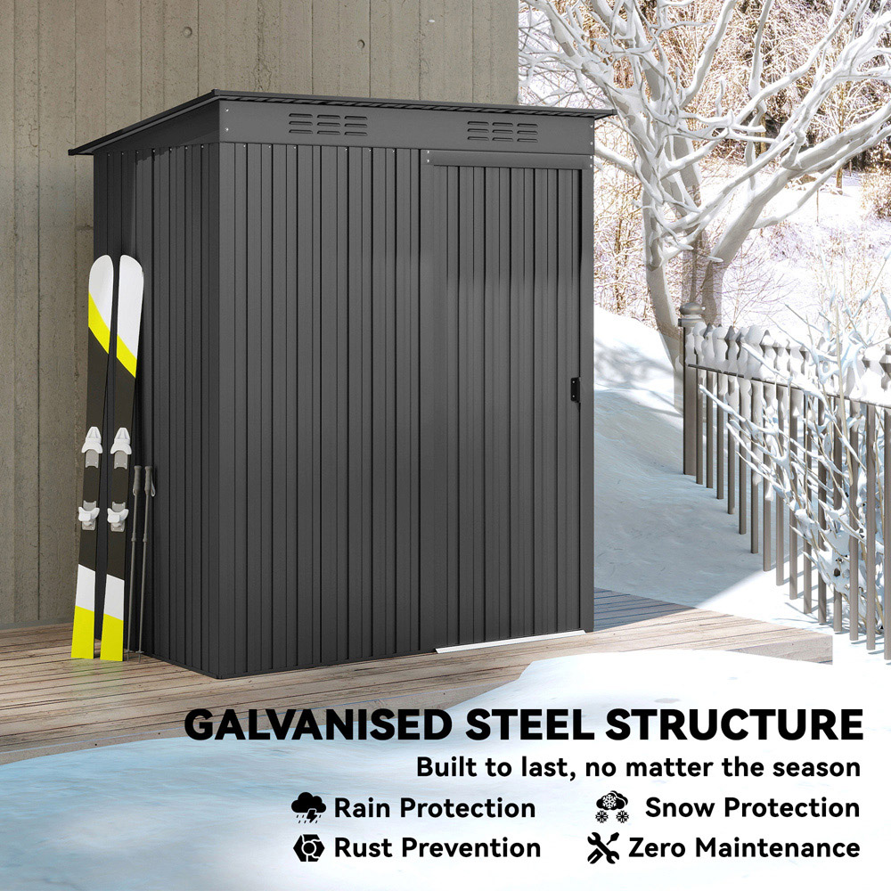 Outsunny 5 x 3ft Dark Grey Metal Garden Storage Shed Image 5