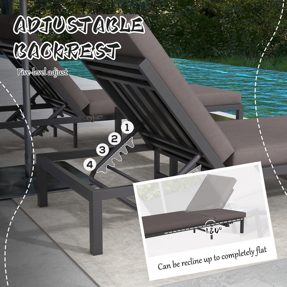 Outsunny 6 Seater Grey Garden Sun Lounger Set Image 4
