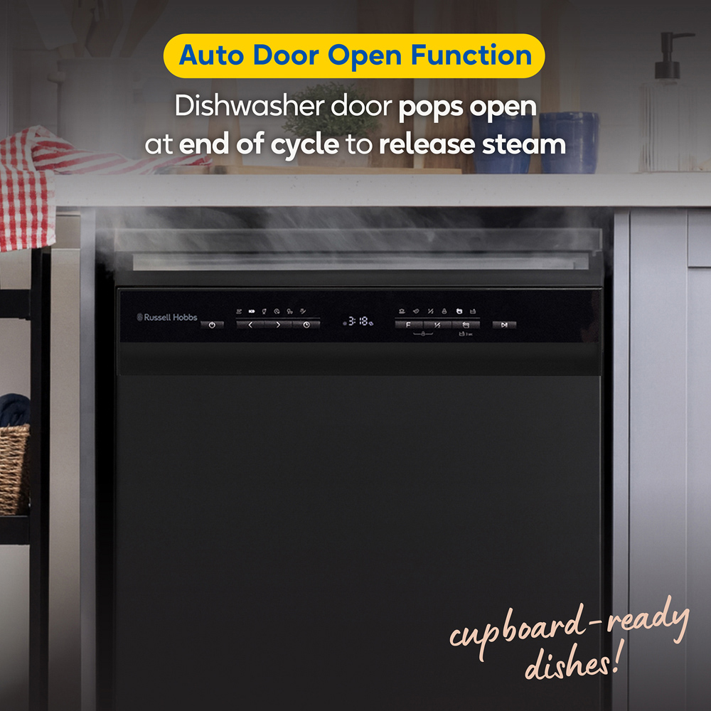 Russell Hobbs RH60DW10C1B Black Freestanding Dishwasher with 8 Wash Program Image 6