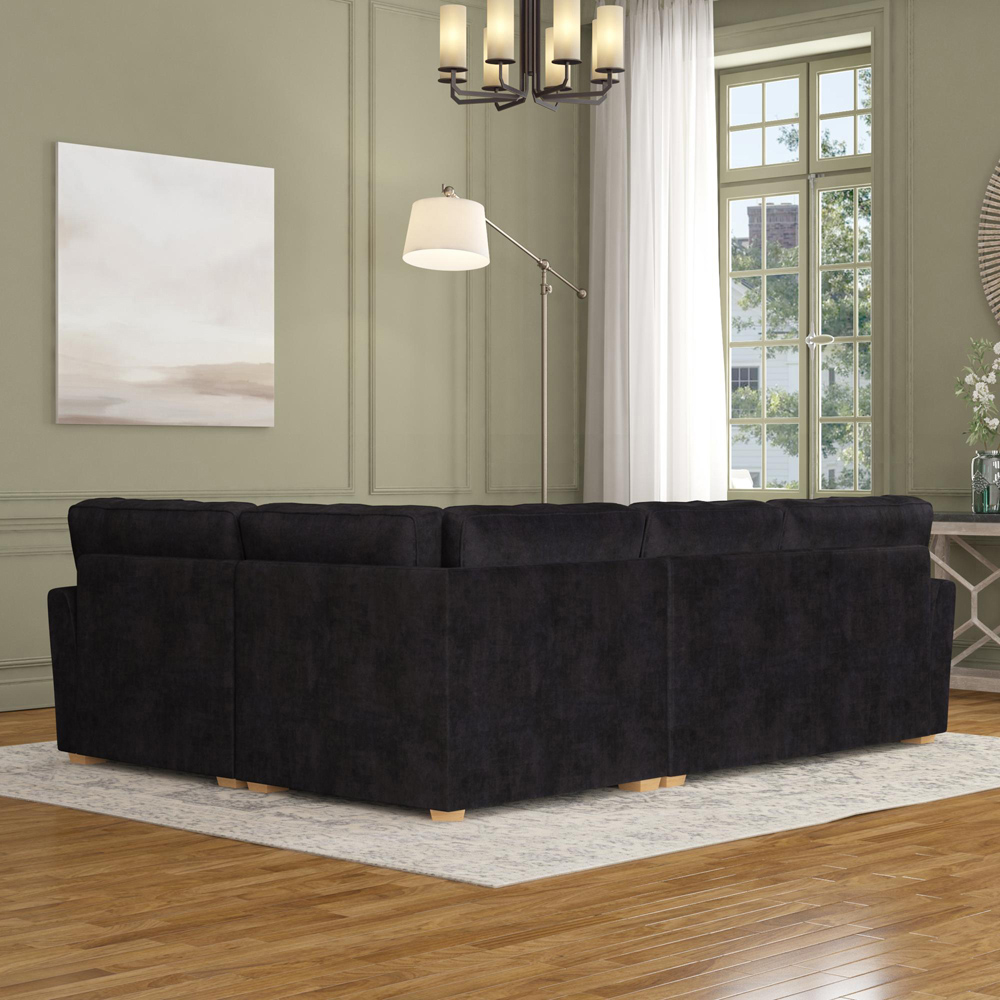 Wendleberry 3 Seater Ebony Plush Velvet Fixed Back Right Hand Corner Sofa Image 6