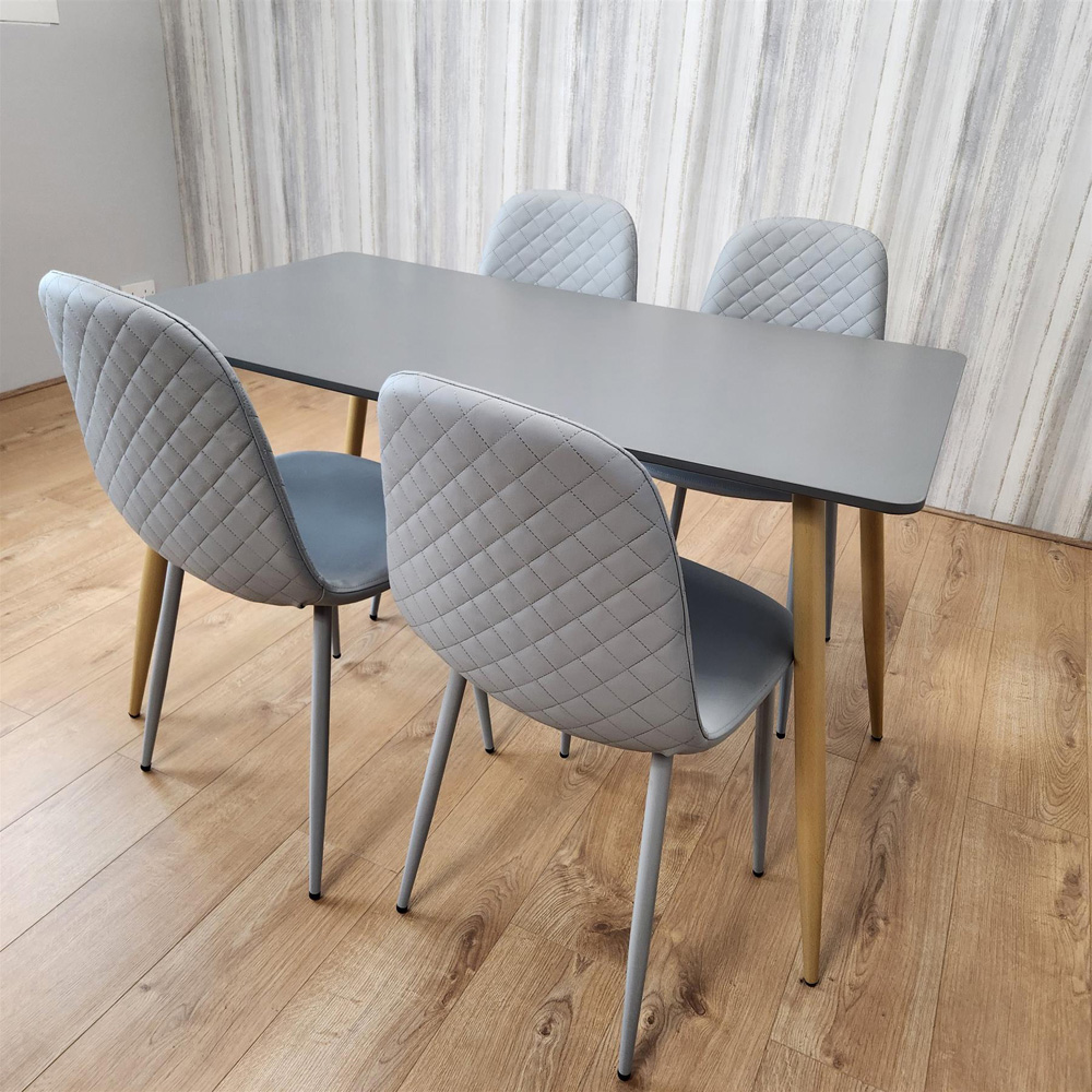Portland 4 Seater Faux leather Dining Set Grey Image 6