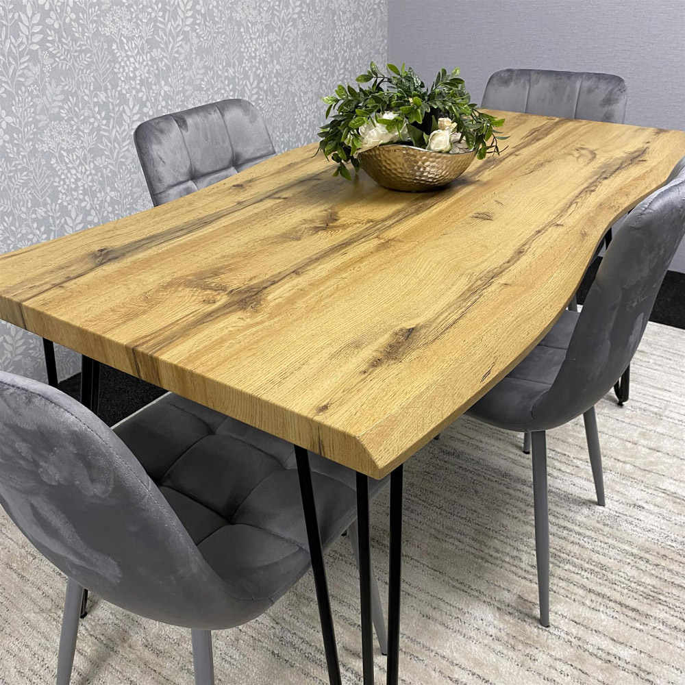 Kosy Koala 4 Seater Velvet Wooden Dining Set Grey Image 4