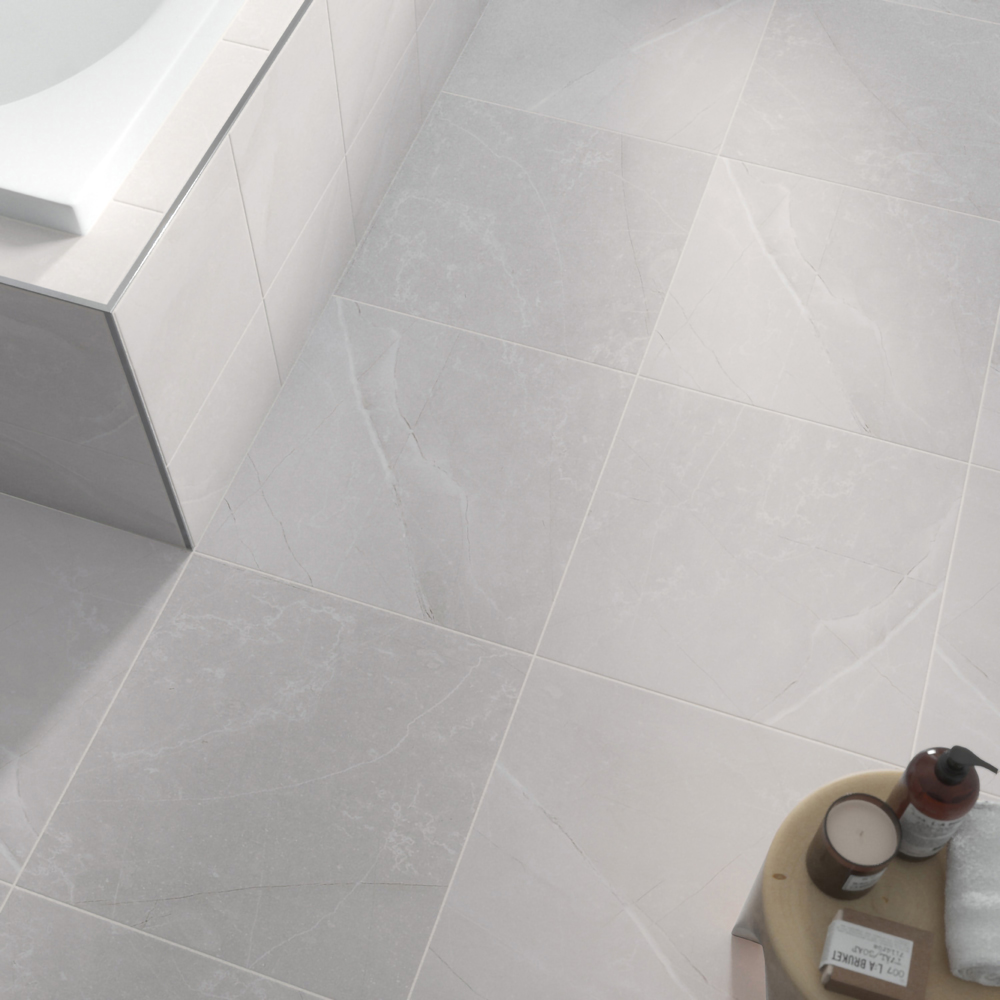 Johnson Tiles Melford Light Grey Grip Floor and Wall Tile Sample 600 x 600mm Image 1