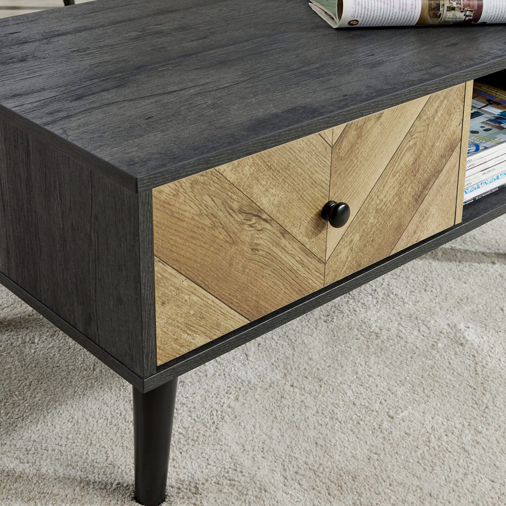 Home Source Dallas Single Drawer Single Shelf Black Coffee Table Image 3