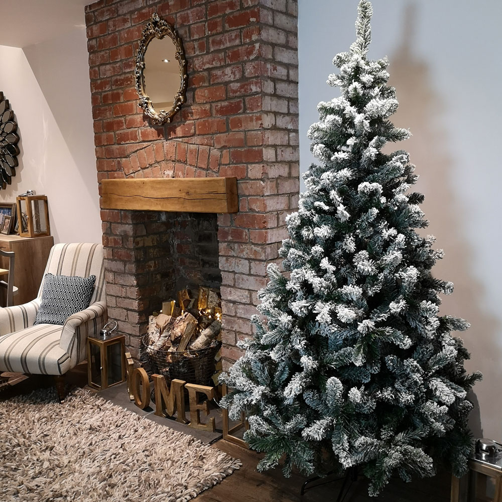 Samuel Alexander Green and White Snowy Imperial Pine Fir Artificial Christmas Tree 7ft Image 6