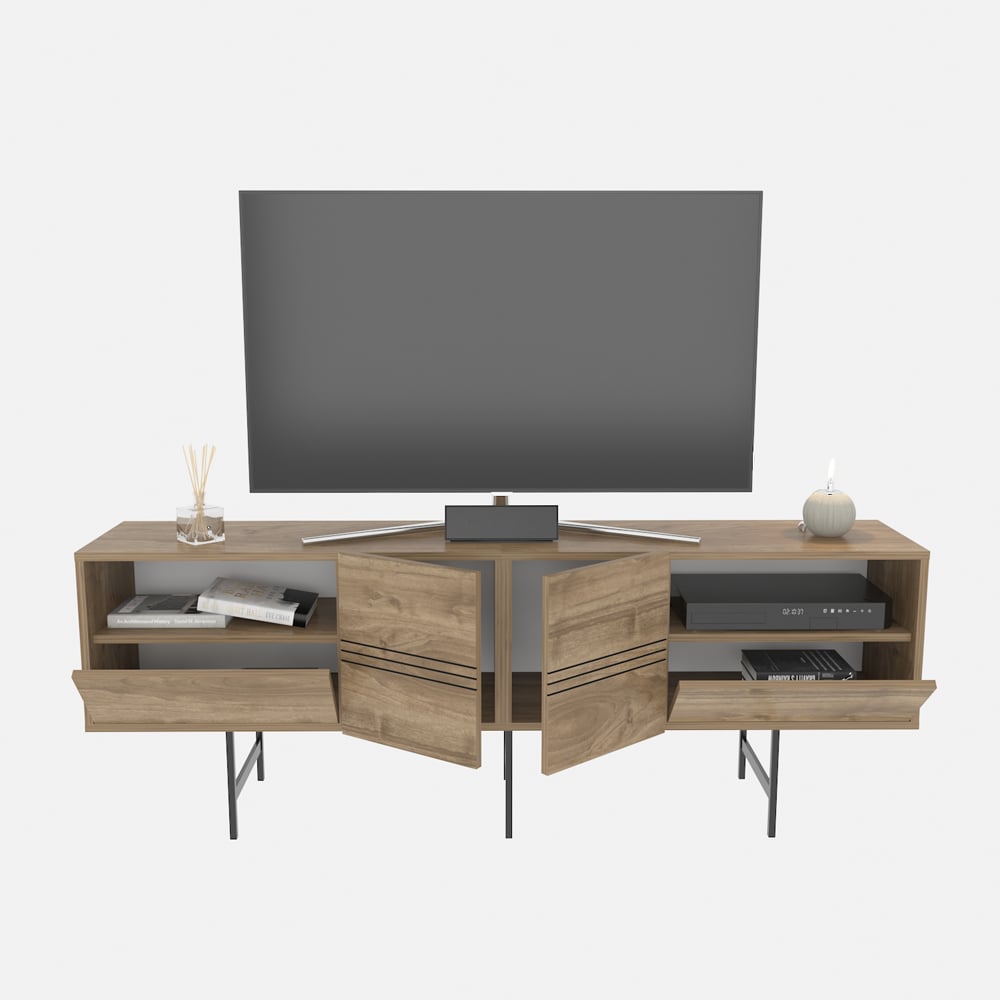 Decorotika Derin Walnut and Black TV Unit Image 6