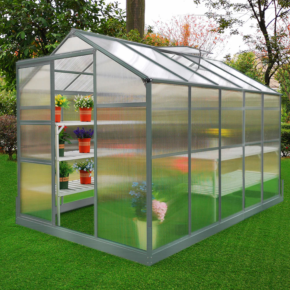 MonsterShop 6 x 10ft Greenhouse with Base and Racks Image 3