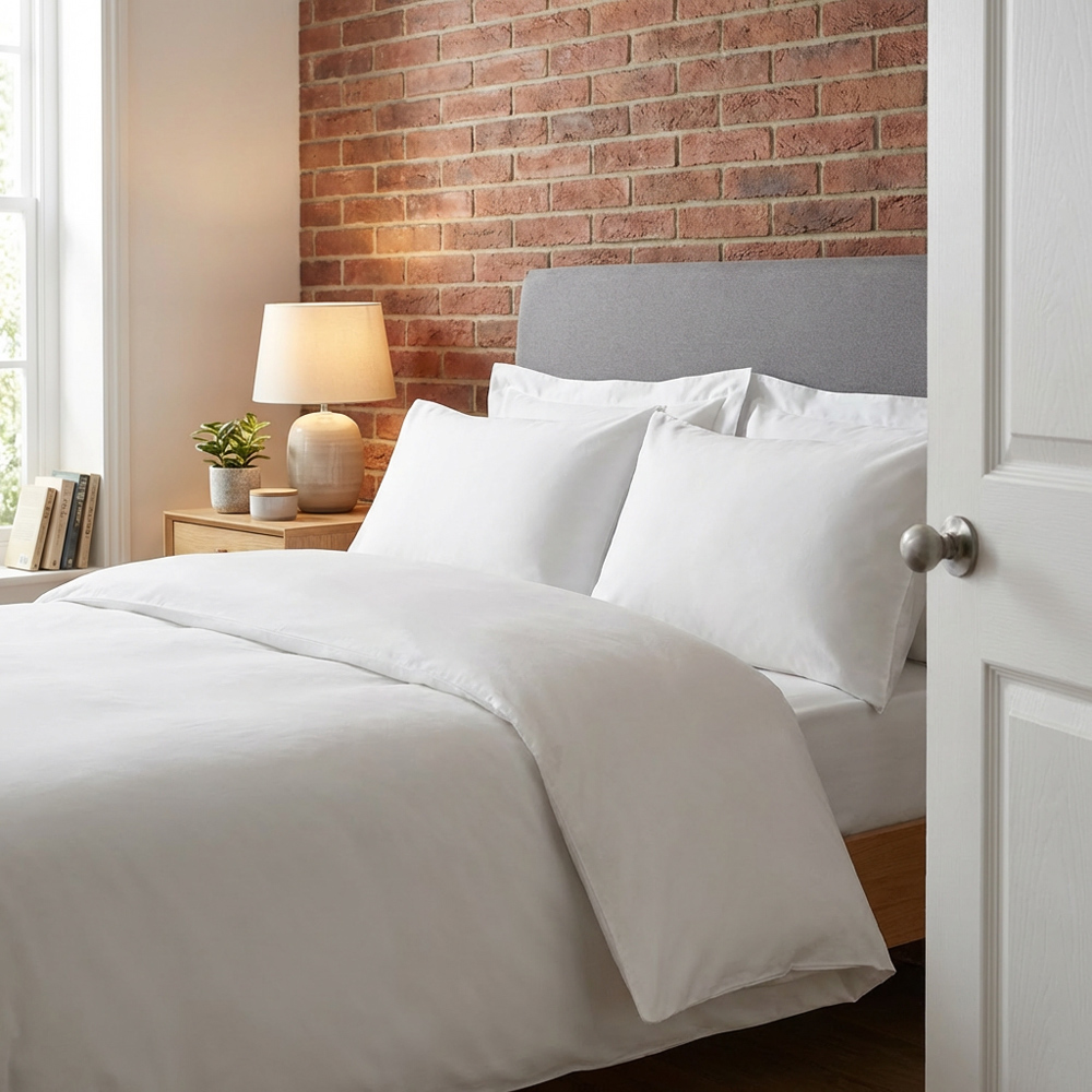 Divante King White Luxe Cotton Fitted Bed Sheet Image 4