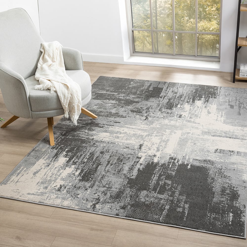 Desire Rugs Obsidian Grey Craft Abstract Rug 60 x 220cm Image 6