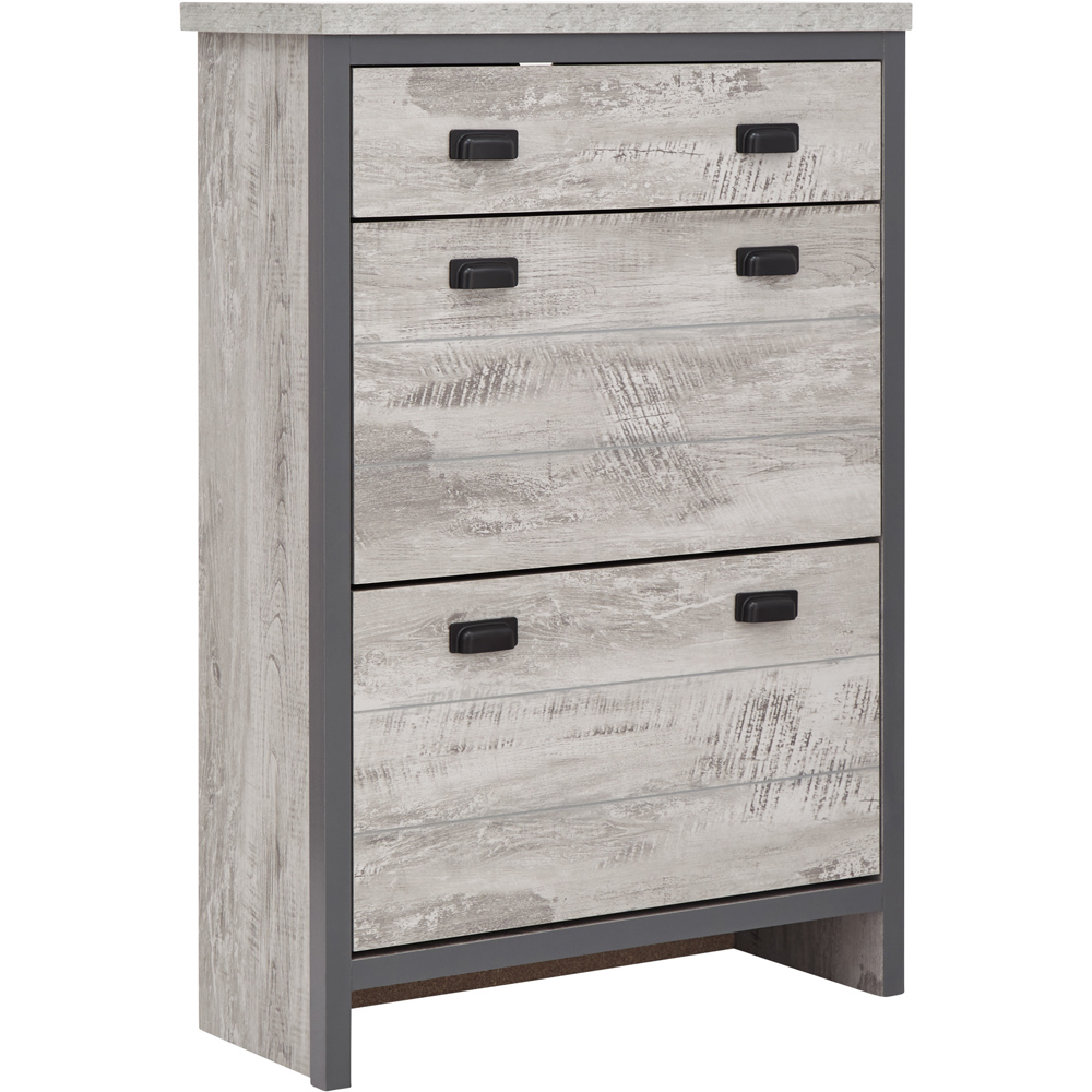 GFW Boston Grey 2 Tier Single Drawer Shoe Cabinet Image 2