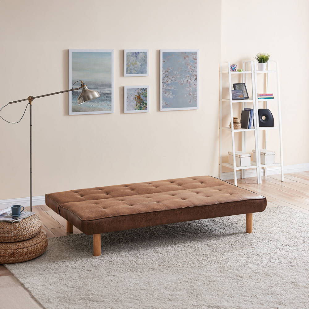 Home Detail Salerno Double Sleeper Brown Air Leather Sofa Bed Image 6